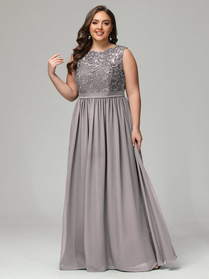 A-Line Bateau Plus Size Chiffon Bridesmaid Dresses