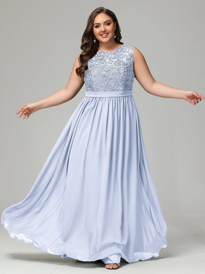 A-Line Bateau Plus Size Chiffon Bridesmaid Dresses