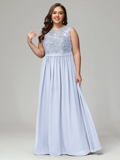 A-Line Bateau Plus Size Chiffon Bridesmaid Dresses