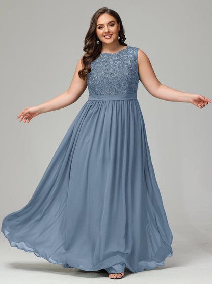 A-Line Bateau Plus Size Chiffon Bridesmaid Dresses