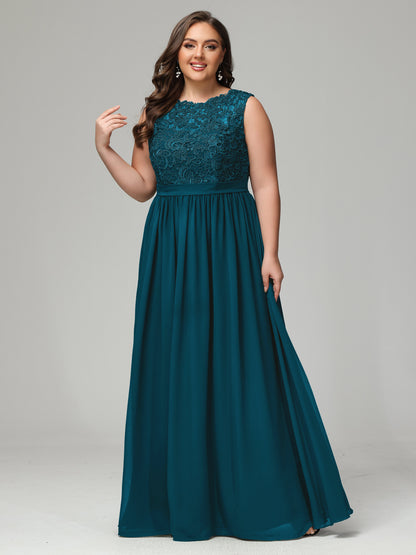 A-Line Bateau Plus Size Chiffon Bridesmaid Dresses