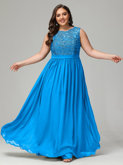 A-Line Bateau Plus Size Chiffon Bridesmaid Dresses