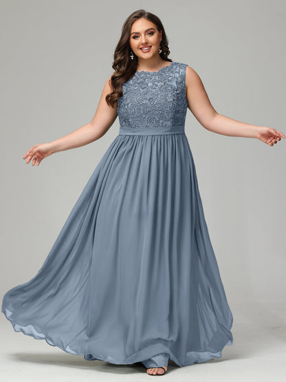 A-Line Bateau Plus Size Chiffon Bridesmaid Dresses