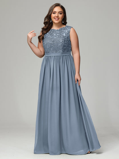 A-Line Bateau Plus Size Chiffon Bridesmaid Dresses