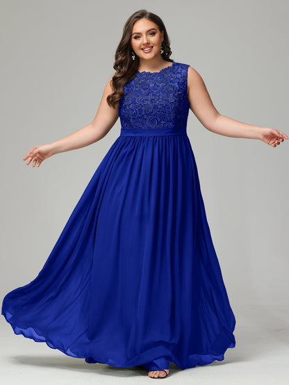 A-Line Bateau Plus Size Chiffon Bridesmaid Dresses