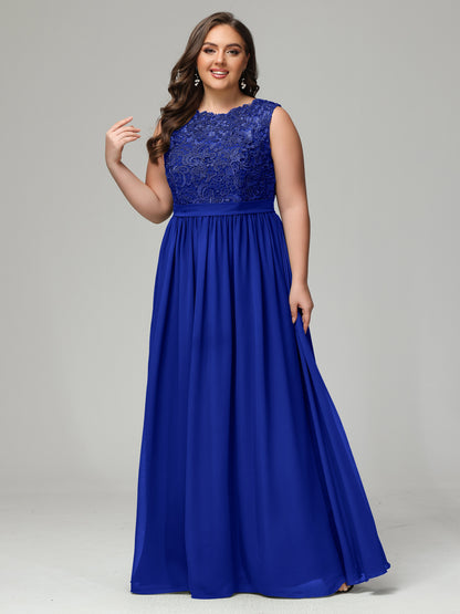 A-Line Bateau Plus Size Chiffon Bridesmaid Dresses