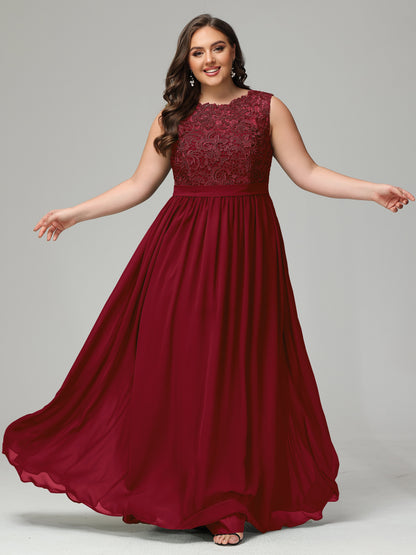 A-Line Bateau Plus Size Chiffon Bridesmaid Dresses