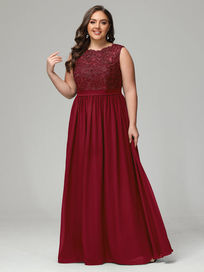 A-Line Bateau Plus Size Chiffon Bridesmaid Dresses