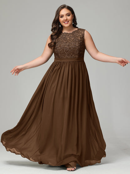 A-Line Bateau Plus Size Chiffon Bridesmaid Dresses