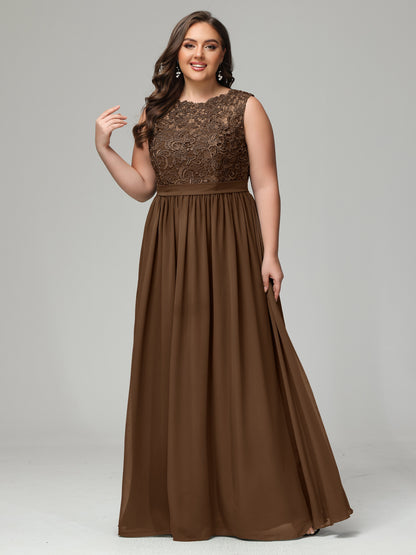 A-Line Bateau Plus Size Chiffon Bridesmaid Dresses