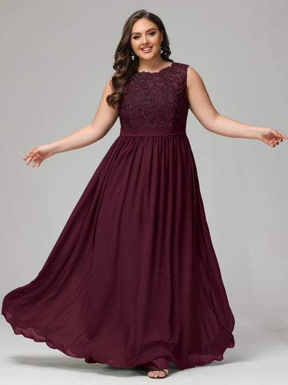 A-Line Bateau Plus Size Chiffon Bridesmaid Dresses