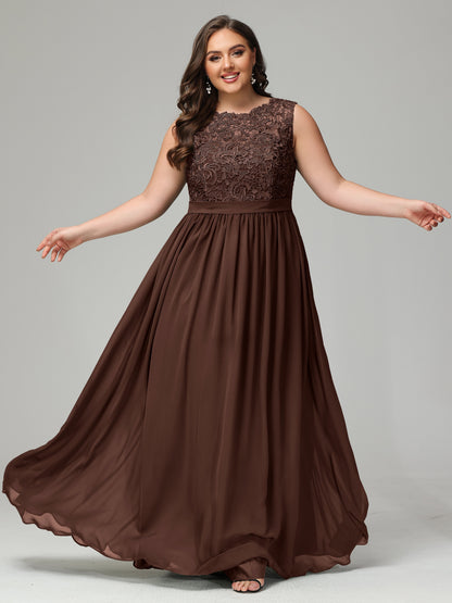 A-Line Bateau Plus Size Chiffon Bridesmaid Dresses