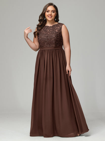 A-Line Bateau Plus Size Chiffon Bridesmaid Dresses