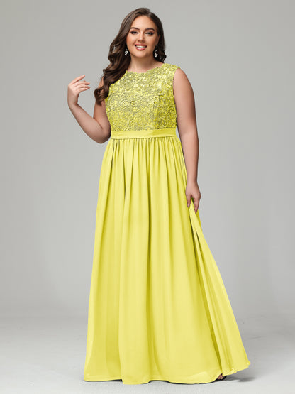 A-Line Bateau Plus Size Chiffon Bridesmaid Dresses