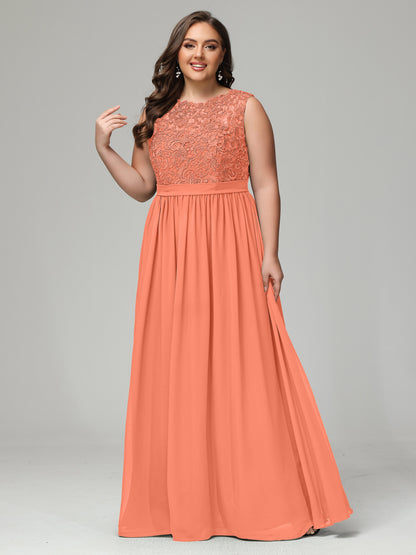 A-Line Bateau Plus Size Chiffon Bridesmaid Dresses