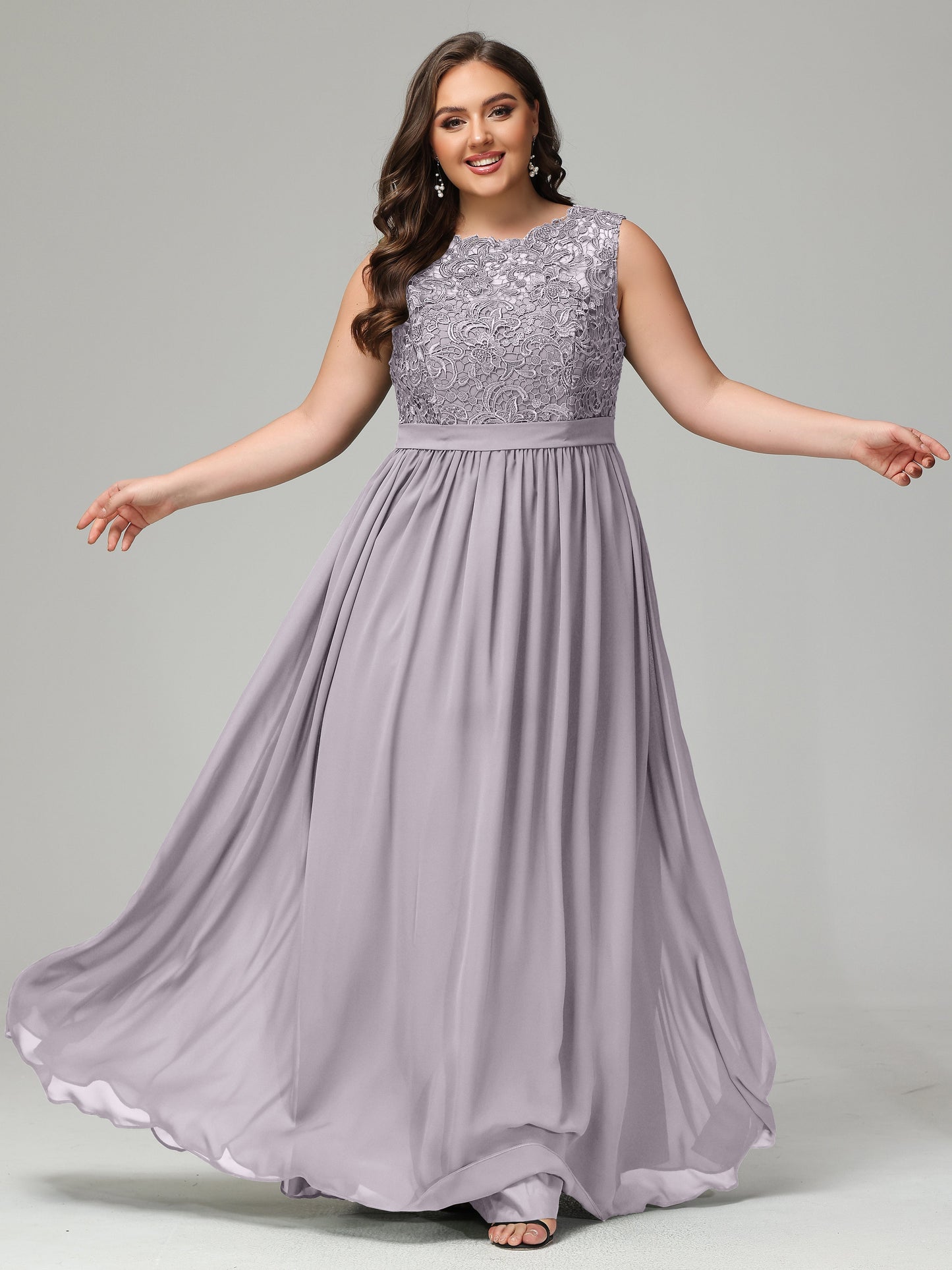 A-Line Bateau Plus Size Chiffon Bridesmaid Dresses