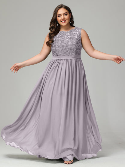 A-Line Bateau Plus Size Chiffon Bridesmaid Dresses