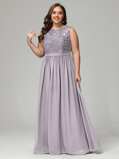 A-Line Bateau Plus Size Chiffon Bridesmaid Dresses