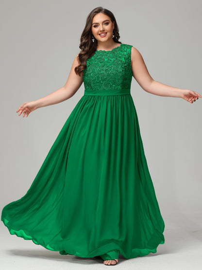 A-Line Bateau Plus Size Chiffon Bridesmaid Dresses