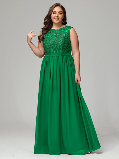 A-Line Bateau Plus Size Chiffon Bridesmaid Dresses