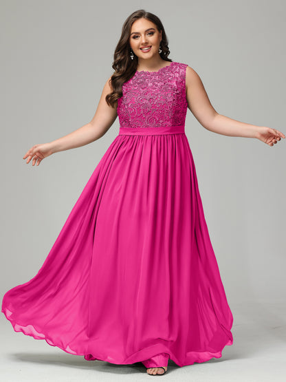A-Line Bateau Plus Size Chiffon Bridesmaid Dresses