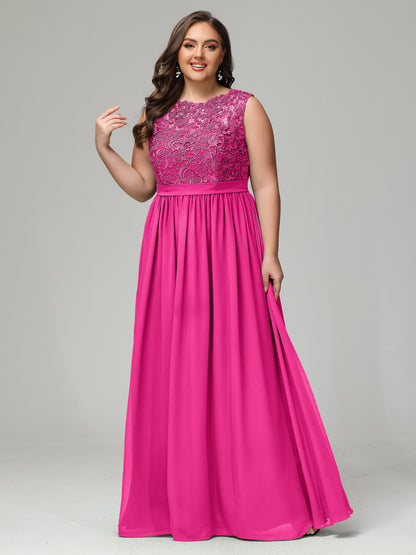 A-Line Bateau Plus Size Chiffon Bridesmaid Dresses