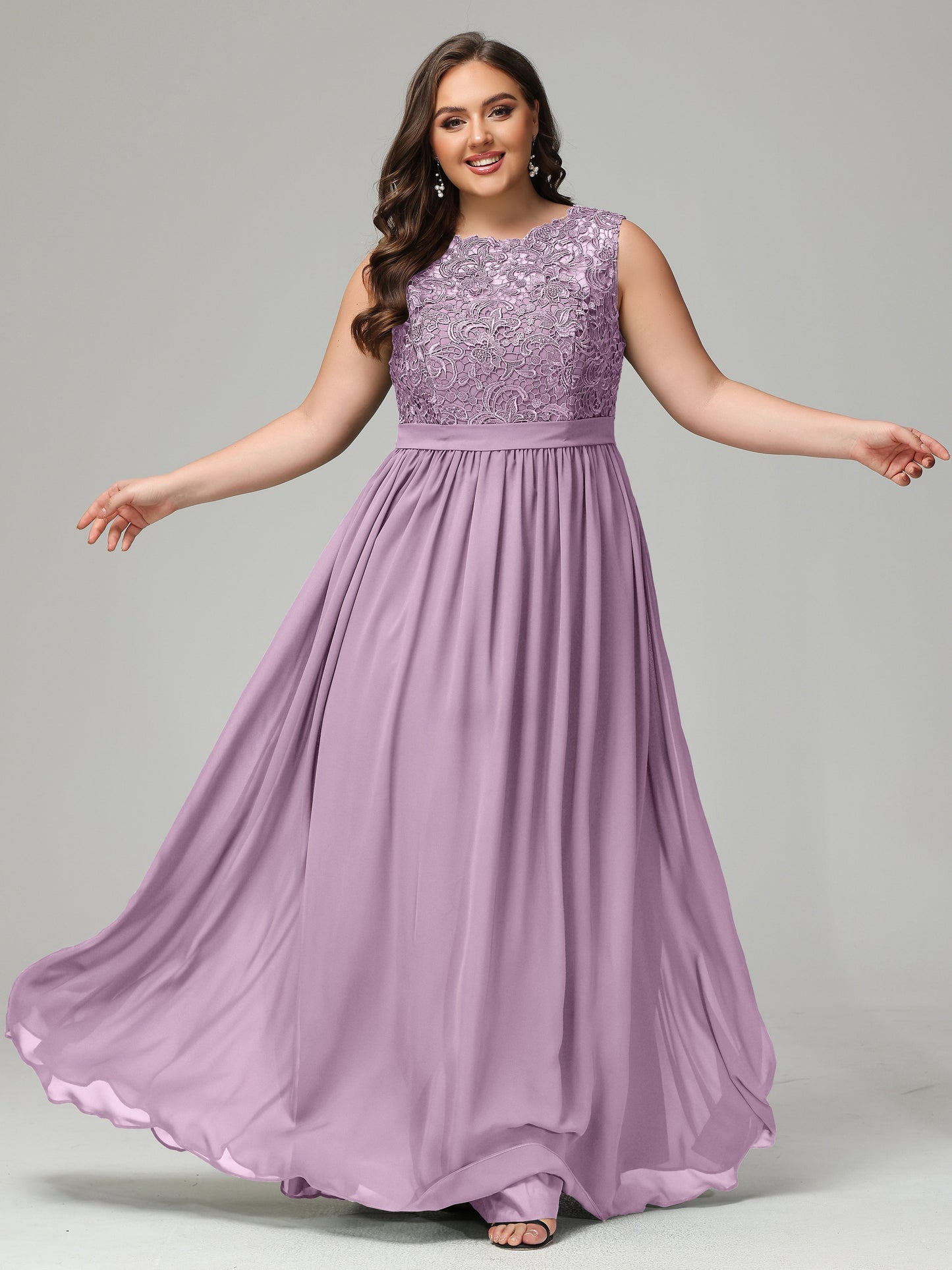 A-Line Bateau Plus Size Chiffon Bridesmaid Dresses