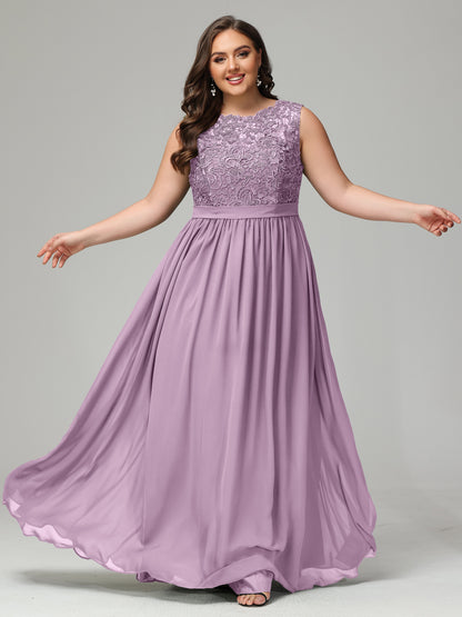 A-Line Bateau Plus Size Chiffon Bridesmaid Dresses