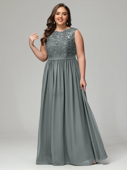 A-Line Bateau Plus Size Chiffon Bridesmaid Dresses