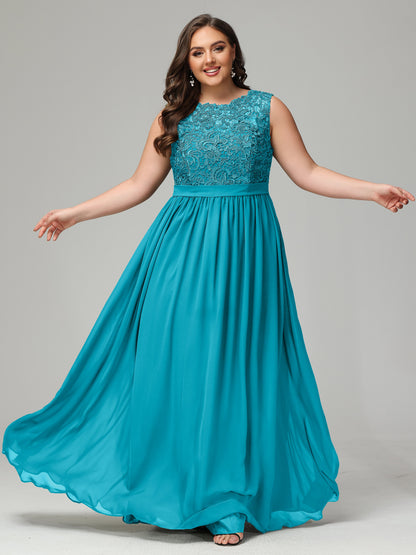 A-Line Bateau Plus Size Chiffon Bridesmaid Dresses