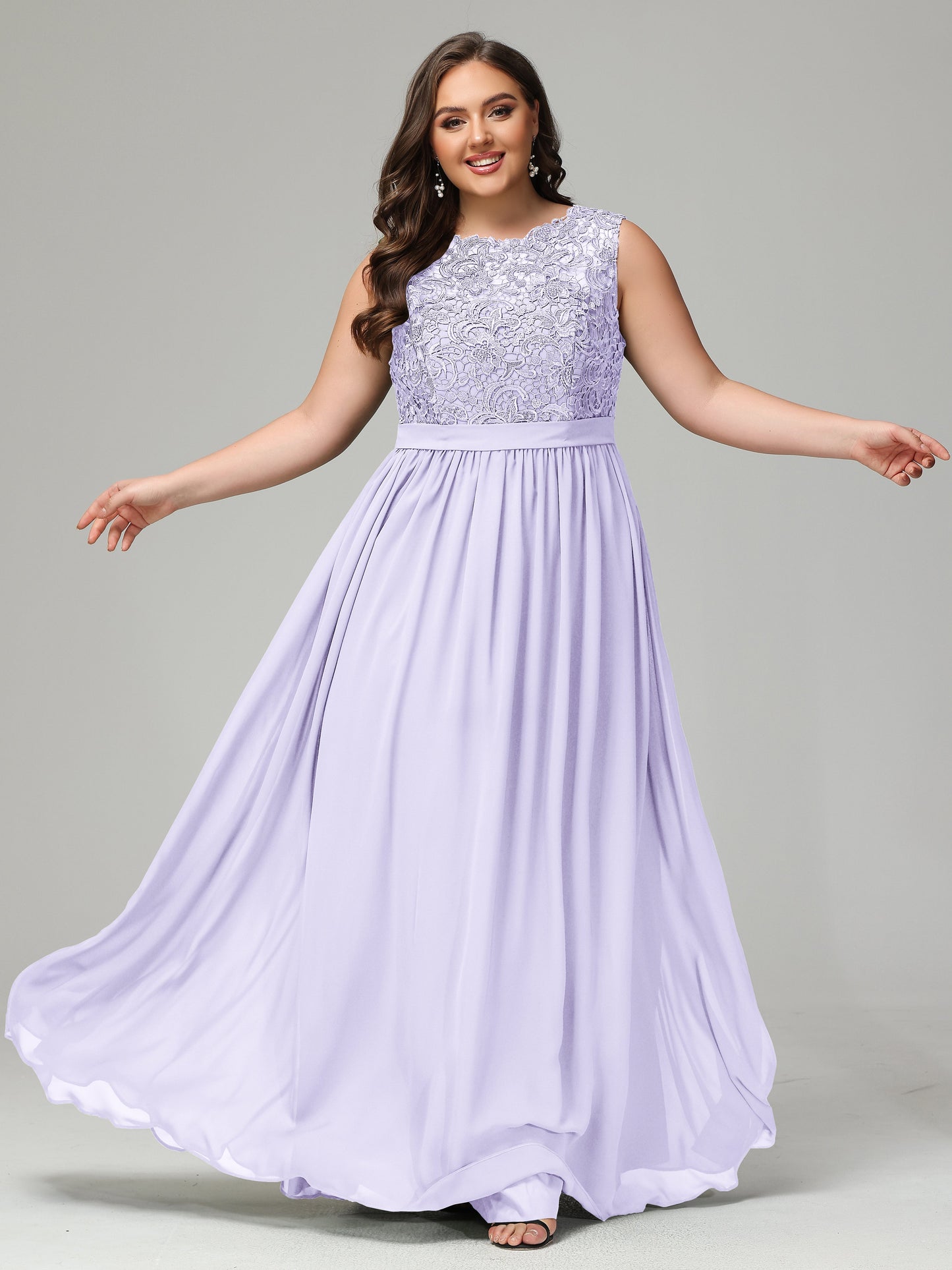 A-Line Bateau Plus Size Chiffon Bridesmaid Dresses