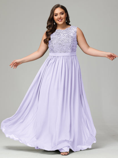 A-Line Bateau Plus Size Chiffon Bridesmaid Dresses