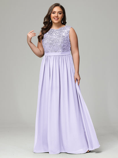 A-Line Bateau Plus Size Chiffon Bridesmaid Dresses