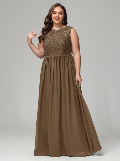 A-Line Bateau Plus Size Chiffon Bridesmaid Dresses