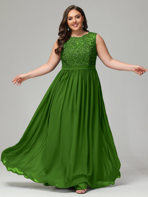 A-Line Bateau Plus Size Chiffon Bridesmaid Dresses