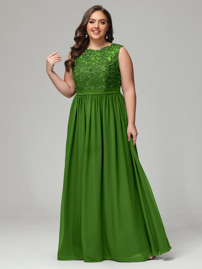 A-Line Bateau Plus Size Chiffon Bridesmaid Dresses