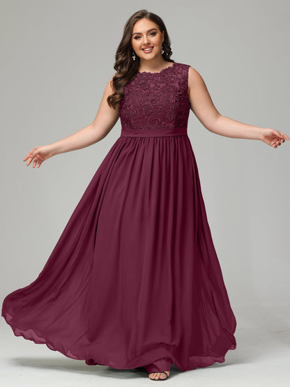 A-Line Bateau Plus Size Chiffon Bridesmaid Dresses