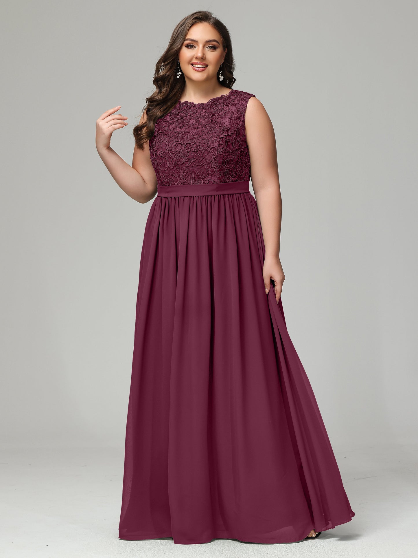 A-Line Bateau Plus Size Chiffon Bridesmaid Dresses