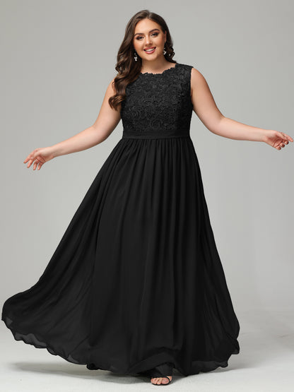 A-Line Bateau Plus Size Chiffon Bridesmaid Dresses