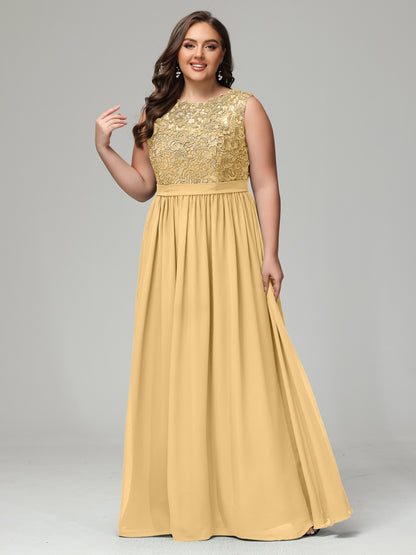 A-Line Bateau Plus Size Chiffon Bridesmaid Dresses