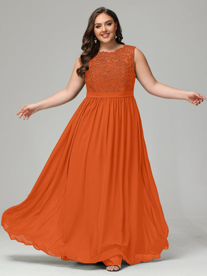 A-Line Bateau Plus Size Chiffon Bridesmaid Dresses