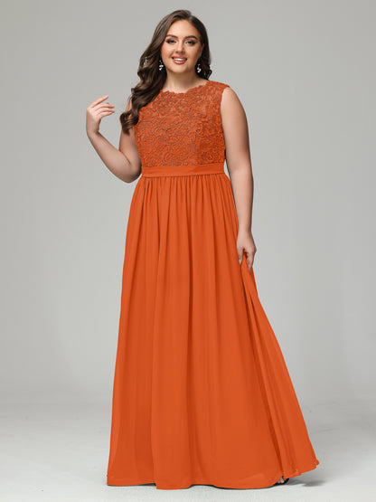 A-Line Bateau Plus Size Chiffon Bridesmaid Dresses