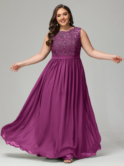 A-Line Bateau Plus Size Chiffon Bridesmaid Dresses