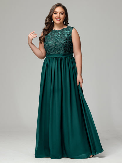 A-Line Bateau Plus Size Chiffon Bridesmaid Dresses