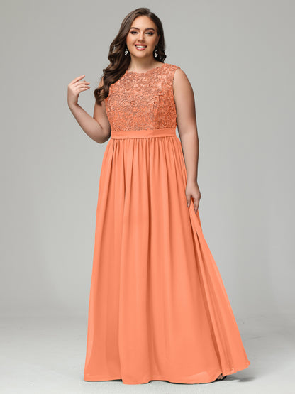 A-Line Bateau Plus Size Chiffon Bridesmaid Dresses