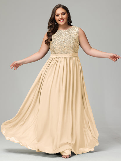 A-Line Bateau Plus Size Chiffon Bridesmaid Dresses