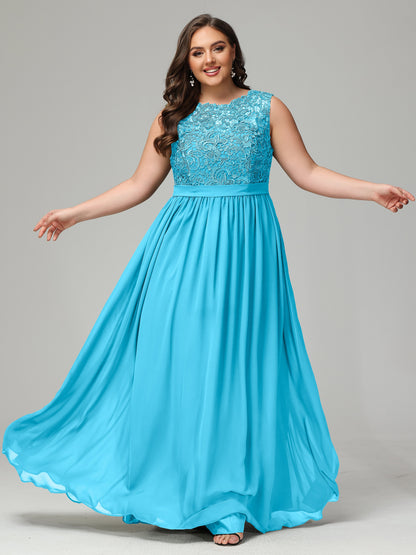 A-Line Bateau Plus Size Chiffon Bridesmaid Dresses