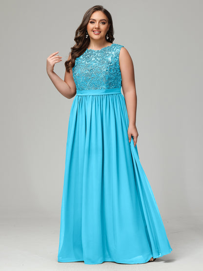 A-Line Bateau Plus Size Chiffon Bridesmaid Dresses