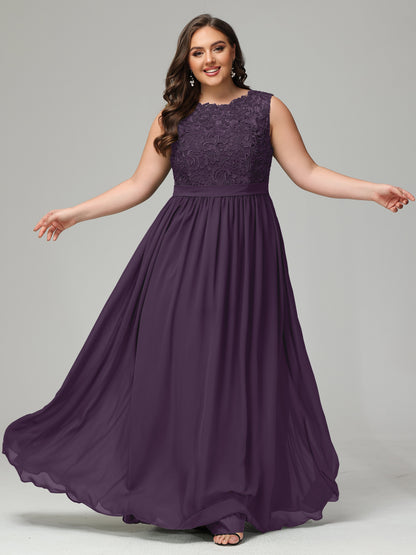 A-Line Bateau Plus Size Chiffon Bridesmaid Dresses