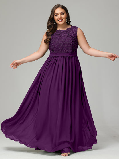 A-Line Bateau Plus Size Chiffon Bridesmaid Dresses